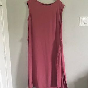 Ann Taylor long tea length salmon dress with tie XL